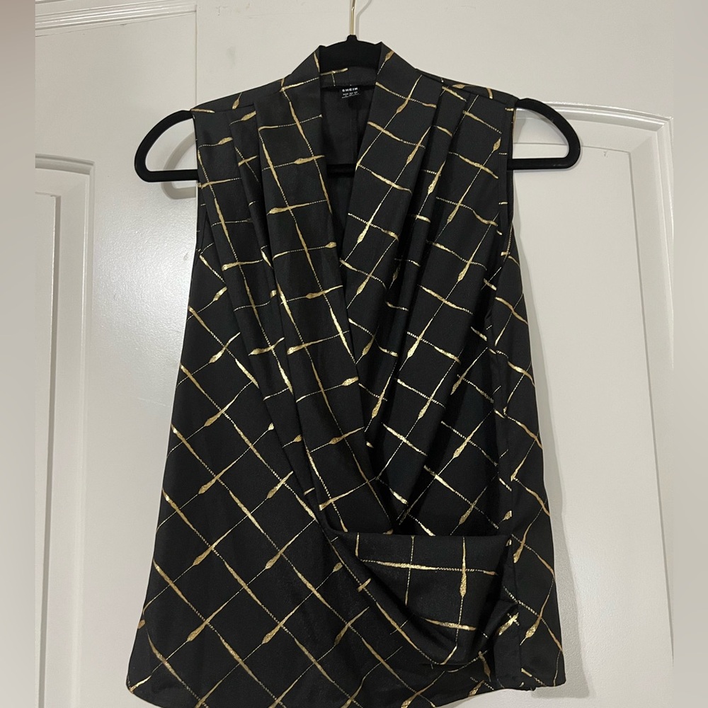 Sleeveless Black and Gold Shirt